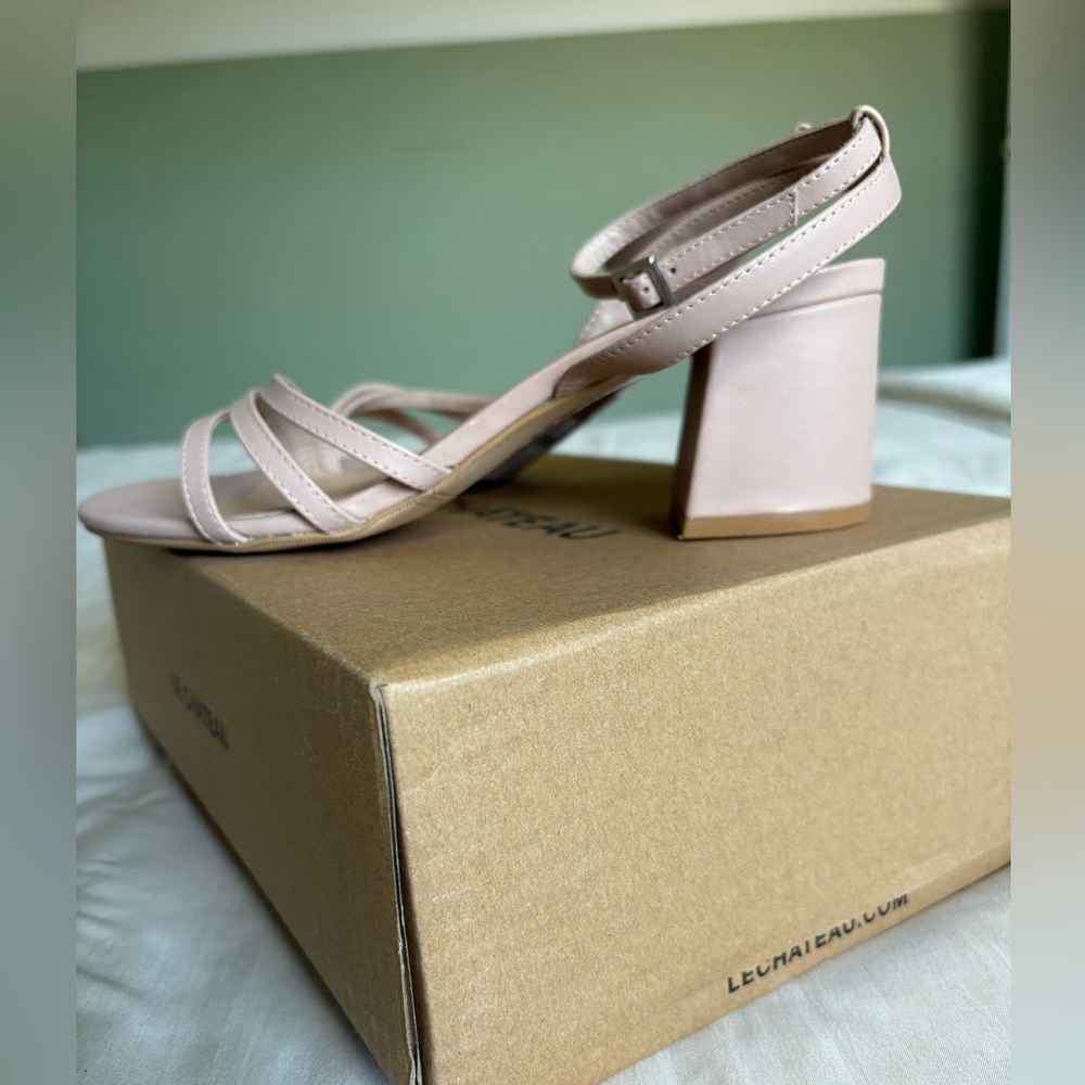 Cream Strappy Block Heel Sandals